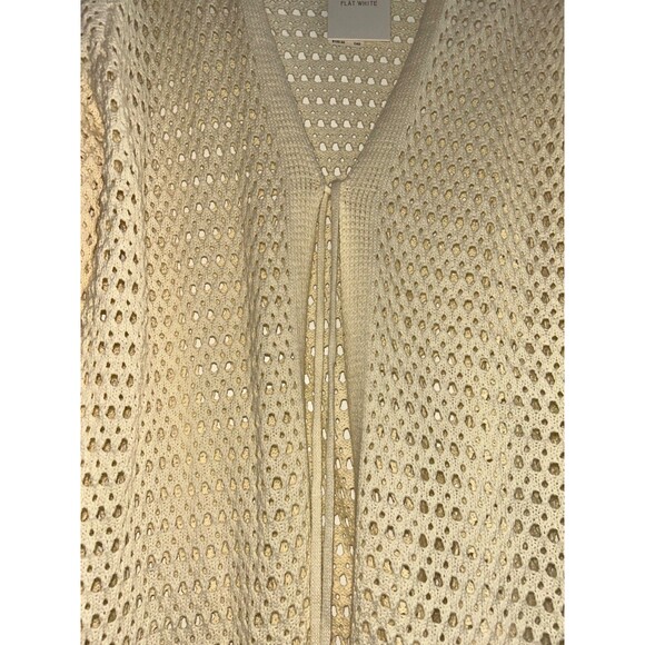 Flat White Anthropologie Women’s Crochet Cardigan OS NWT Butter Yellow Tie Front - Picture 7 of 9
